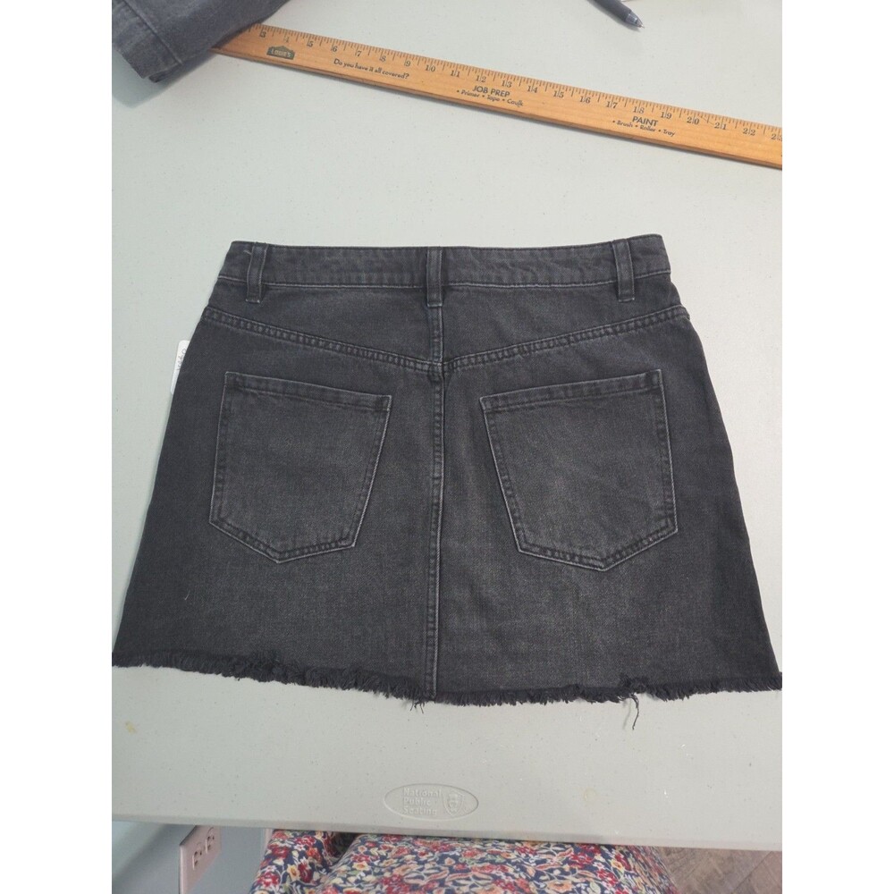 Free People We The Free Black Denim Raw Hem Mini Skirt - Size 30 NEW - Picture 2 of 7